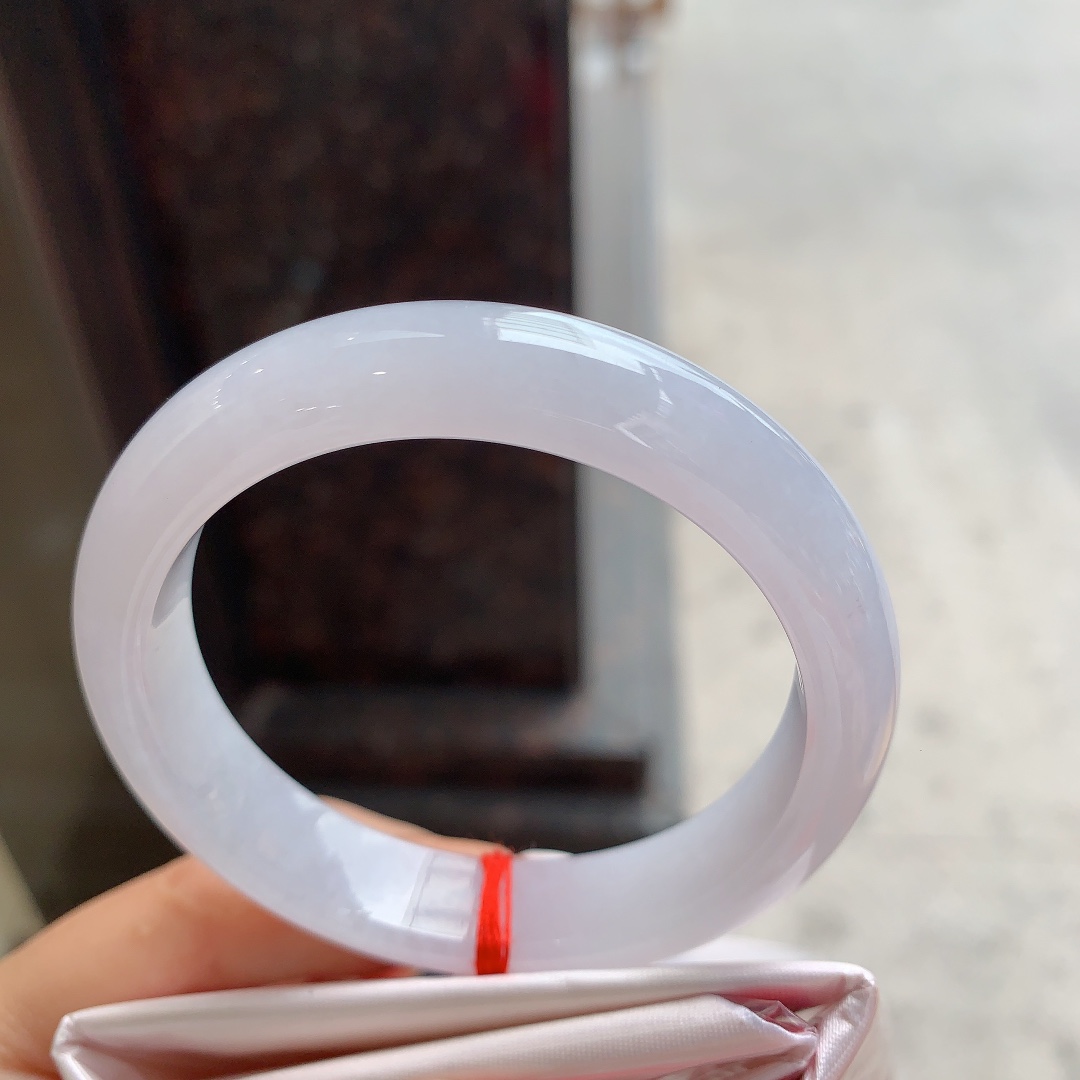 【翡翠手镯】冰粉紫正圈！圈口52.8-12-7.8