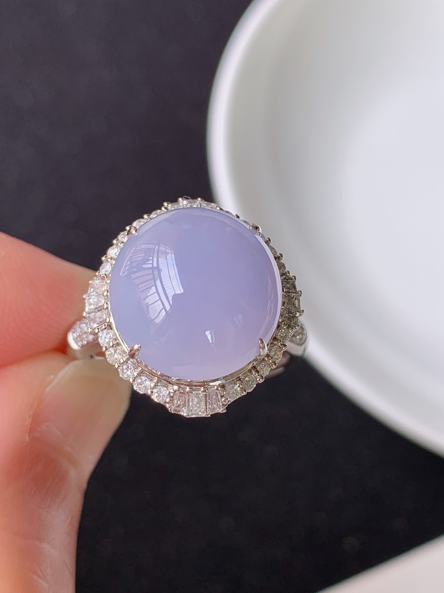 【翡翠戒指】18k镶嵌冰紫戒指 裸石尺寸：  12.7/12 整体尺寸：16.9/16.3/12.5 圈口：14